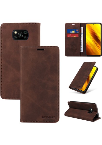 Xiaomi Poco X3/x3 Pro/x3 Nfc Cüzdan Derisi ile Uyumlu-Rfıd Engellemeli Kart Sahipleri-Tpu Kapaklı Kapak (Yurt Dışından)