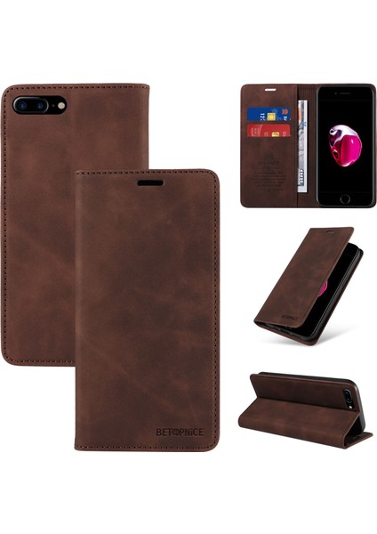 iPhone 7 Plus/8 Plus Cüzdan Derisi ile Uyumlu-Rfıd Engellemeli Kart Sahipleri-Tpu Kapaklı Kapak (Yurt Dışından)