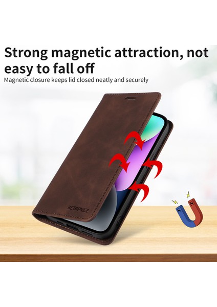 iPhone 14 Plus Cüzdan Derisi ile Uyumlu-Rfıd Engellemeli Kart Sahipleri-Tpu Kapaklı Kapak (Yurt Dışından)