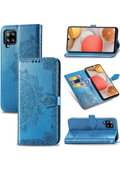 Samsung Galaxy A42 5g ile Uyumlu El Standı Fonksiyonlu Cüzdan Kabartmalı Pu Deri Kart Tutucu (Yurt Dışından)