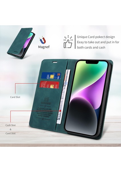 iPhone 14 Plus Cüzdan Derisi ile Uyumlu-Rfıd Engellemeli Kart Sahipleri-Tpu Kapaklı Kapak (Yurt Dışından)