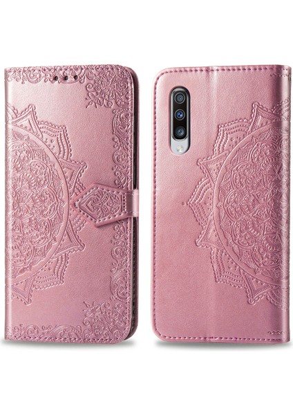 Samsung Galaxy A70S ile Uyumlu El Standı Fonksiyonlu Cüzdan Kabartmalı Pu Deri Kart Tutucu (Yurt Dışından)