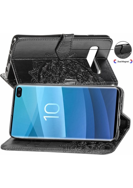 Samsung Galaxy S10 Plus ile Uyumlu El Standı Fonksiyonlu Cüzdan Kabartmalı Pu Deri Kart Tutucu (Yurt Dışından) indirimleri