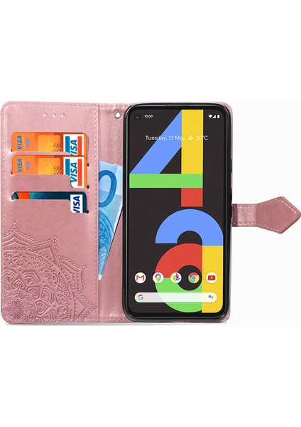 Google Pixel 4A ile Uyumlu El Standı Fonksiyonlu Cüzdan Kabartmalı Pu Deri Kart Tutucu (Yurt Dışından) fırsatları