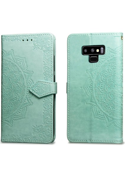 Samsung Galaxy Note 9 ile Uyumlu El Standı Fonksiyonlu Cüzdan Kabartmalı Pu Deri Kart Tutucu (Yurt Dışından)
