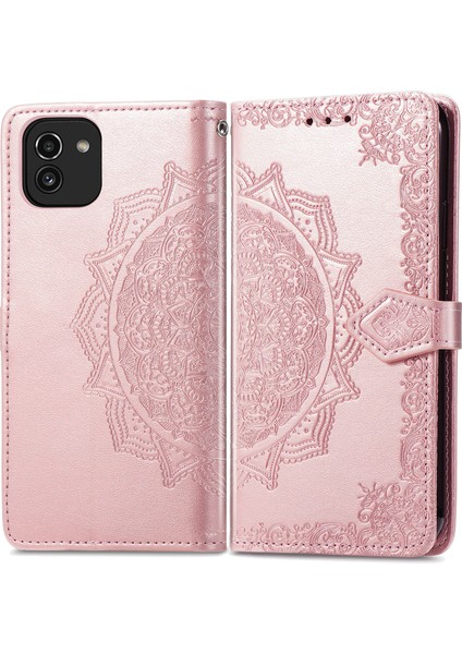 Samsung Galaxy A03 ile Uyumlu El Standı Fonksiyonlu Cüzdan Kabartmalı Pu Deri Kart Tutucu (Yurt Dışından) modelleri