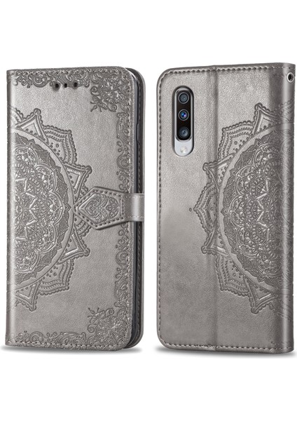 Samsung Galaxy A70S ile Uyumlu El Standı Fonksiyonlu Cüzdan Kabartmalı Pu Deri Kart Tutucu (Yurt Dışından)