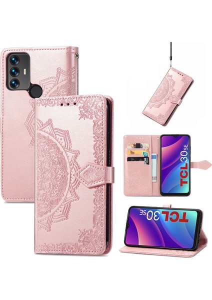Tcl 30 Se ile Uyumlu El Standı Fonksiyonlu Cüzdan Kabartmalı Pu Deri Kart Tutucu (Yurt Dışından)