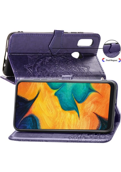 Samsung Galaxy A30/A20 ile Uyumlu El Standı Fonksiyonlu Cüzdan Kabartmalı Pu Deri Kart Tutucu (Yurt Dışından) indirimleri