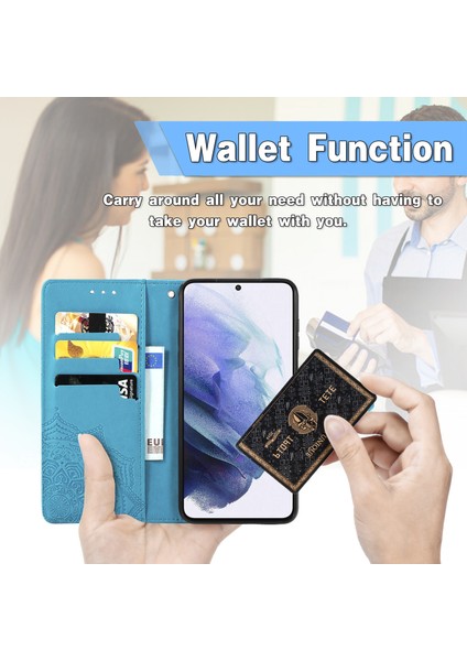 Samsung Galaxy S21 ile Uyumlu El Standı Fonksiyonlu Cüzdan Kabartmalı Pu Deri Kart Tutucu (Yurt Dışından) indirimleri