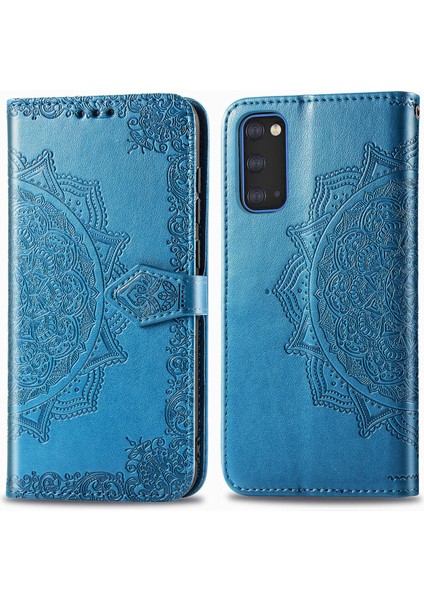 Samsung Galaxy S20 ile Uyumlu El Standı Fonksiyonlu Cüzdan Kabartmalı Pu Deri Kart Tutucu (Yurt Dışından) modelleri