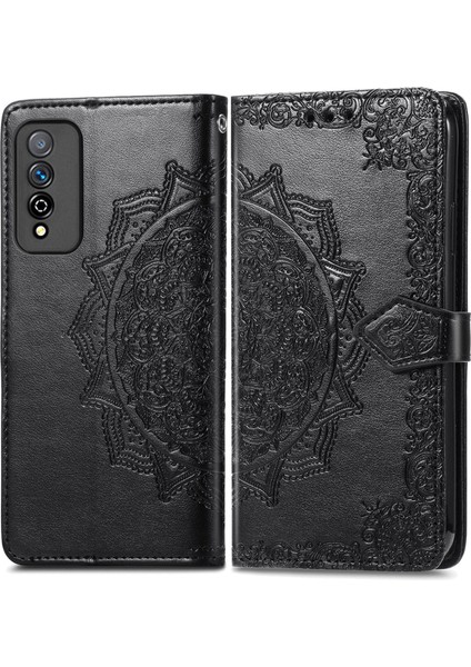 Honor Play 5t Pro ile Uyumlu El Standı Fonksiyonlu Cüzdan Kabartmalı Pu Deri Kart Tutucu (Yurt Dışından) modelleri