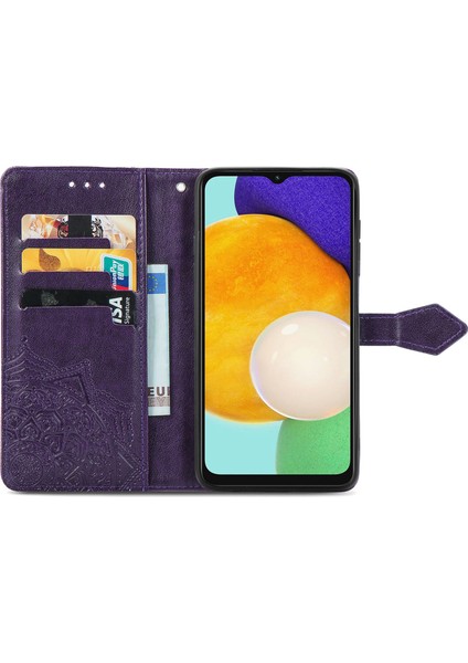 Samsung Galaxy A13 5g ile Uyumlu El Standı Fonksiyonlu Cüzdan Kabartmalı Pu Deri Kart Tutucu (Yurt Dışından)