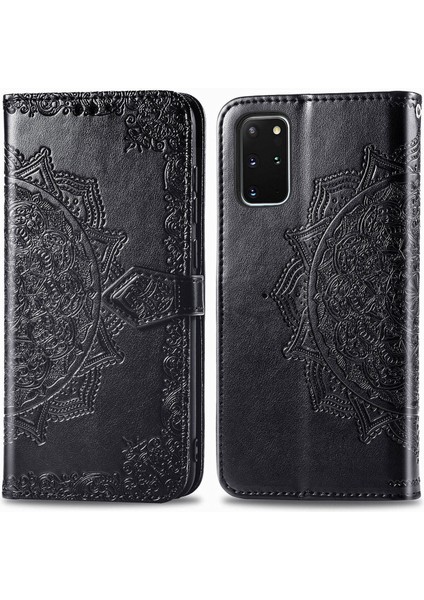 Samsung Galaxy S20 Plus ile Uyumlu El Standı Fonksiyonlu Cüzdan Kabartmalı Pu Deri Kart Tutucu (Yurt Dışından)