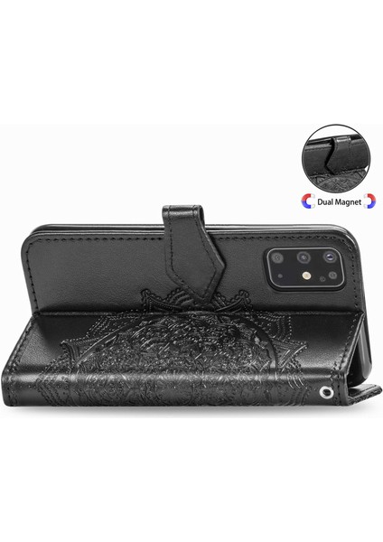 Samsung Galaxy S20 Plus ile Uyumlu El Standı Fonksiyonlu Cüzdan Kabartmalı Pu Deri Kart Tutucu (Yurt Dışından)