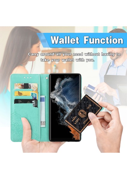 Samsung Galaxy S23 Ultra ile Uyumlu El Standı Fonksiyonlu Cüzdan Kabartmalı Pu Deri Kart Tutucu (Yurt Dışından) indirimleri