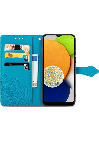 Samsung Galaxy A03 ile Uyumlu El Standı Fonksiyonlu Cüzdan Kabartmalı Pu Deri Kart Tutucu (Yurt Dışından) fırsatları