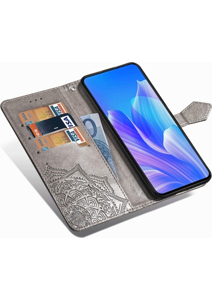 Huawei Y9A ile Uyumlu El Standı Fonksiyonlu Cüzdan Kabartmalı Pu Deri Kart Tutucu (Yurt Dışından) indirimleri