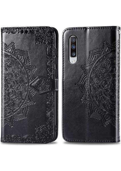 Samsung Galaxy A70S ile Uyumlu El Standı Fonksiyonlu Cüzdan Kabartmalı Pu Deri Kart Tutucu (Yurt Dışından)