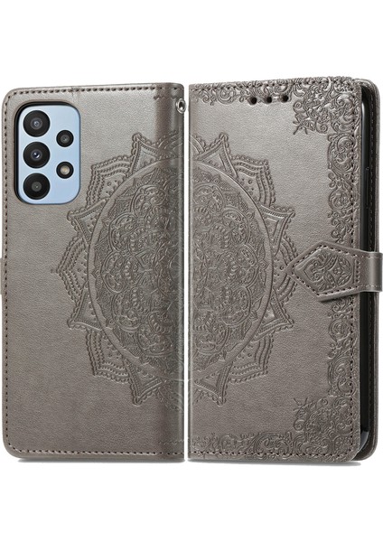 Samsung Galaxy A23 ile Uyumlu El Standı Fonksiyonlu Cüzdan Kabartmalı Pu Deri Kart Tutucu (Yurt Dışından) modelleri