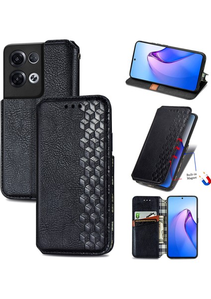 Oppo Reno 8 Pro Cüzdan Kılıfı ile Uyumlu, Kart Tutuculu, Pu Deri Flip Kickstand Kapak (Yurt Dışından)
