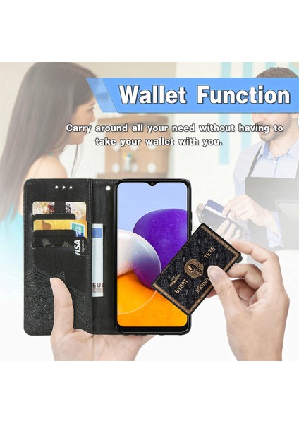 Samsung Galaxy A22 5g ile Uyumlu El Standı Fonksiyonlu Cüzdan Kabartmalı Pu Deri Kart Tutucu (Yurt Dışından) indirimleri