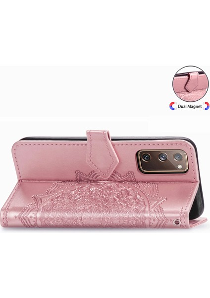 Samsung Galaxy S20 Fe ile Uyumlu El Standı Fonksiyonlu Cüzdan Kabartmalı Pu Deri Kart Tutucu (Yurt Dışından) indirimleri