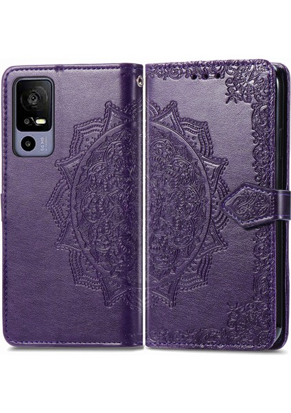 Tcl 40R ile Uyumlu El Standı Fonksiyonlu Cüzdan Kabartmalı Pu Deri Kart Tutucu (Yurt Dışından) modelleri