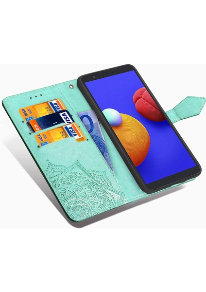 Samsung Galaxy A01 Core ile Uyumlu El Standı Fonksiyonlu Cüzdan Kabartmalı Pu Deri Kart Tutucu (Yurt Dışından) indirimleri