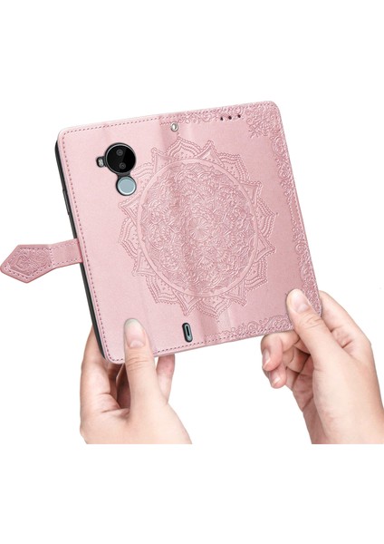 Nokia C30 ile Uyumlu El Standı Fonksiyonlu Cüzdan Kabartmalı Pu Deri Kart Tutucu (Yurt Dışından) fırsatları