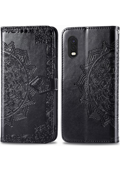 Samsung Galaxy x Cover Pro ile Uyumlu El Standı Fonksiyonlu Cüzdan Kabartmalı Pu Deri Kart Tutucu (Yurt Dışından) modelleri