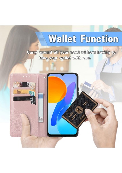 Honor X8 5g ile Uyumlu El Standı Fonksiyonlu Cüzdan Kabartmalı Pu Deri Kart Tutucu (Yurt Dışından) indirimleri
