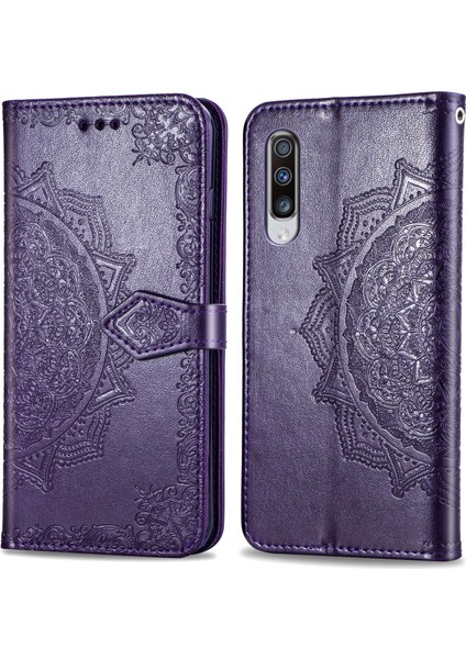 Samsung Galaxy A70 ile Uyumlu El Standı Fonksiyonlu Cüzdan Kabartmalı Pu Deri Kart Tutucu (Yurt Dışından) modelleri