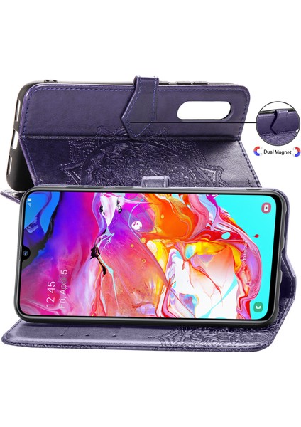 Samsung Galaxy A70 ile Uyumlu El Standı Fonksiyonlu Cüzdan Kabartmalı Pu Deri Kart Tutucu (Yurt Dışından) indirimleri