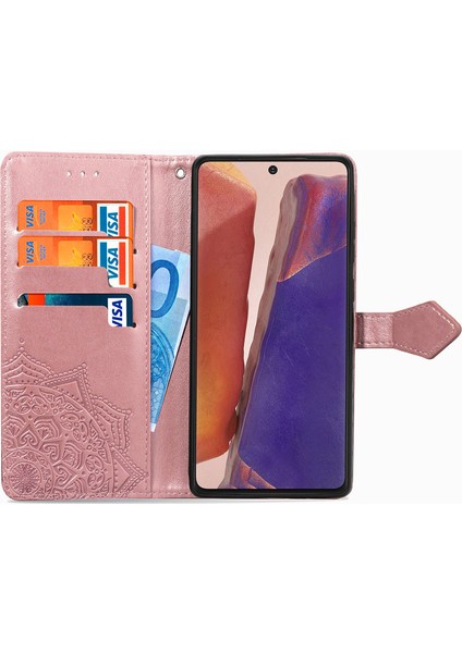 Samsung Galaxy Note 20 ile Uyumlu El Standı Fonksiyonlu Cüzdan Kabartmalı Pu Deri Kart Tutucu (Yurt Dışından) fırsatları
