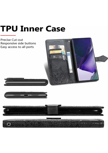 Samsung Galaxy S22 ile Uyumlu El Standı Fonksiyonlu Cüzdan Kabartmalı Pu Deri Kart Tutucu (Yurt Dışından) fırsatları