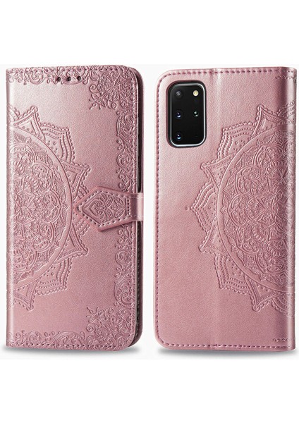 Samsung Galaxy S20 Plus ile Uyumlu El Standı Fonksiyonlu Cüzdan Kabartmalı Pu Deri Kart Tutucu (Yurt Dışından)