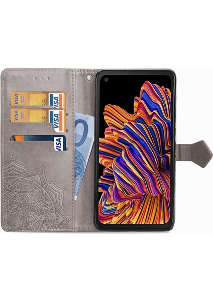 Samsung Galaxy x Cover Pro ile Uyumlu El Standı Fonksiyonlu Cüzdan Kabartmalı Pu Deri Kart Tutucu (Yurt Dışından) fırsatları