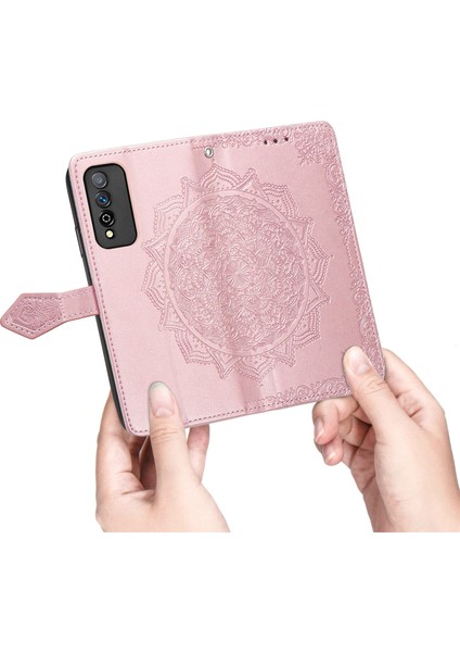 Honor Play 5t Pro ile Uyumlu El Standı Fonksiyonlu Cüzdan Kabartmalı Pu Deri Kart Tutucu (Yurt Dışından) fırsatları