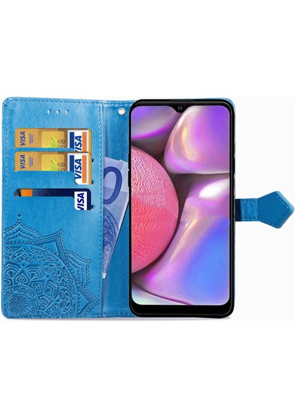 Samsung Galaxy A20S ile Uyumlu El Standı Fonksiyonlu Cüzdan Kabartmalı Pu Deri Kart Tutucu (Yurt Dışından) fırsatları