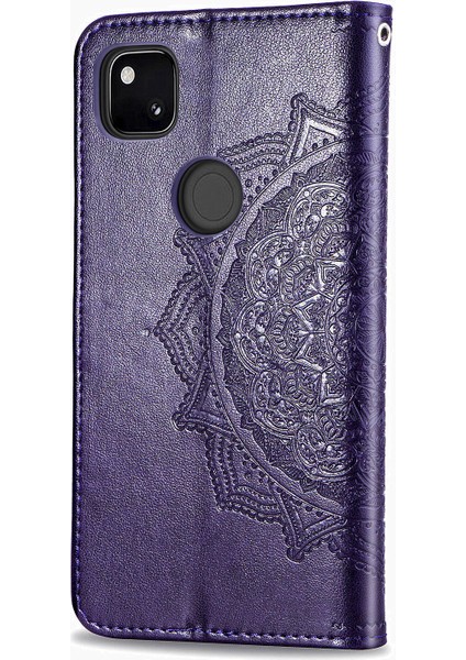 Google Pixel 4A ile Uyumlu El Standı Fonksiyonlu Cüzdan Kabartmalı Pu Deri Kart Tutucu (Yurt Dışından) modelleri
