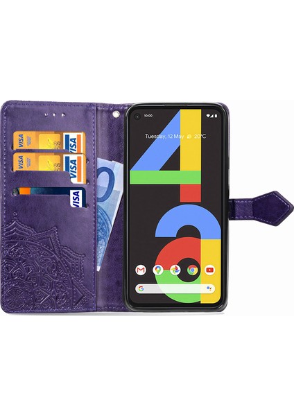 Google Pixel 4A ile Uyumlu El Standı Fonksiyonlu Cüzdan Kabartmalı Pu Deri Kart Tutucu (Yurt Dışından) fırsatları