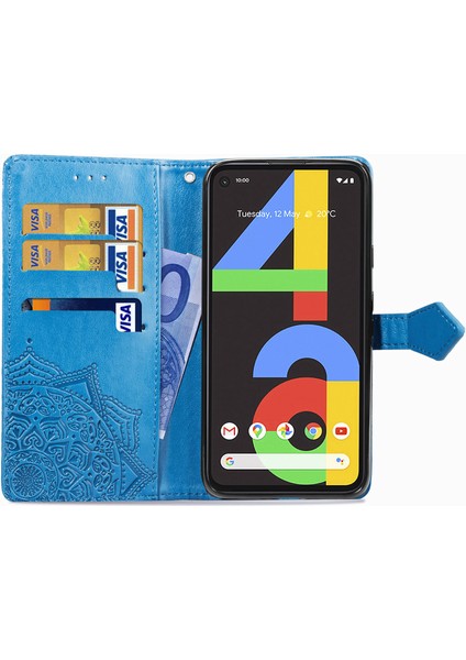 Google Pixel 4A ile Uyumlu El Standı Fonksiyonlu Cüzdan Kabartmalı Pu Deri Kart Tutucu (Yurt Dışından) fırsatları
