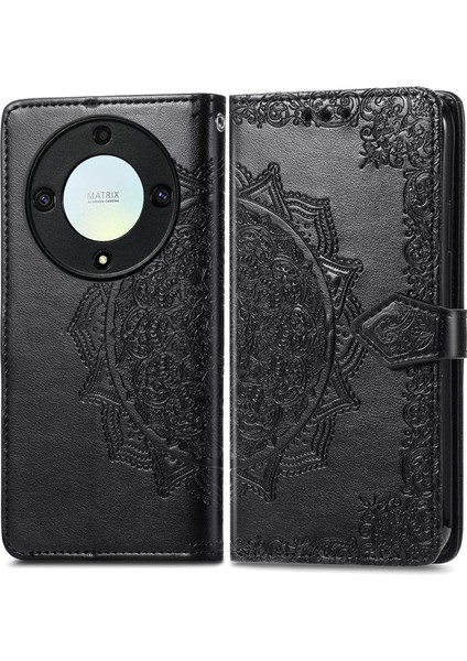 Honor X9A ile Uyumlu El Standı Fonksiyonlu Cüzdan Kabartmalı Pu Deri Kart Tutucu (Yurt Dışından) modelleri