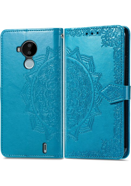 Nokia C30 ile Uyumlu El Standı Fonksiyonlu Cüzdan Kabartmalı Pu Deri Kart Tutucu (Yurt Dışından) modelleri