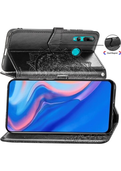 Huawei Y9 Prime 2019 ile Uyumlu El Standı Fonksiyonlu Cüzdan Kabartmalı Pu Deri Kart Tutucu (Yurt Dışından) fırsatları