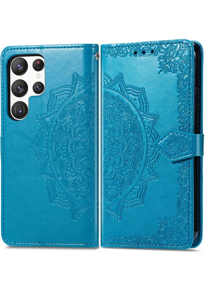 Samsung Galaxy S23 Ultra ile Uyumlu El Standı Fonksiyonlu Cüzdan Kabartmalı Pu Deri Kart Tutucu (Yurt Dışından) modelleri