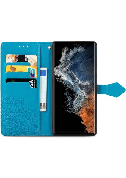 Samsung Galaxy S23 Ultra ile Uyumlu El Standı Fonksiyonlu Cüzdan Kabartmalı Pu Deri Kart Tutucu (Yurt Dışından) fırsatları