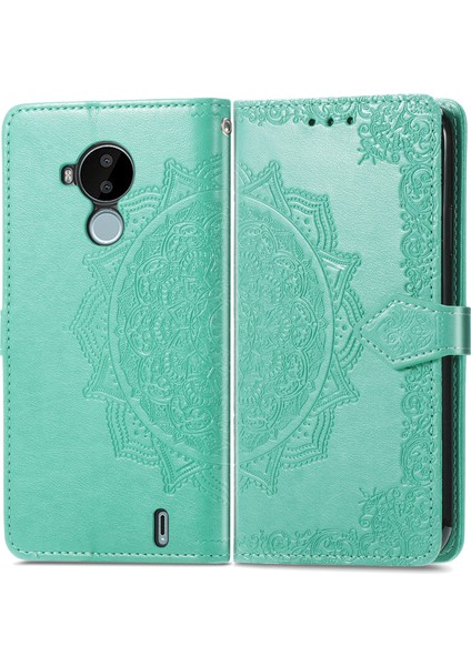 Nokia C30 ile Uyumlu El Standı Fonksiyonlu Cüzdan Kabartmalı Pu Deri Kart Tutucu (Yurt Dışından) modelleri