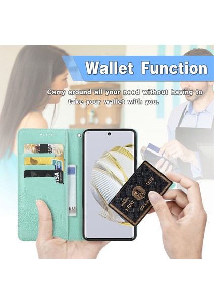 Huawei Nova 10 ile Uyumlu El Standı Fonksiyonlu Cüzdan Kabartmalı Pu Deri Kart Tutucu (Yurt Dışından) indirimleri